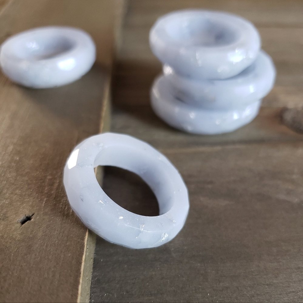 Cold Blue Silver Resin Ring- Silver Flake Ring- Resin Ring- Silver Ring-